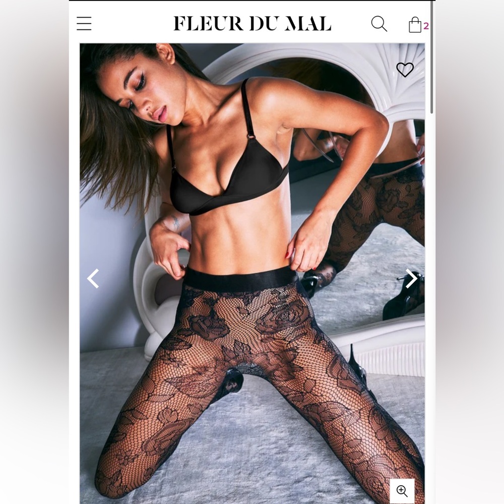 Fleur Du Mal Rose Lace Tights Small